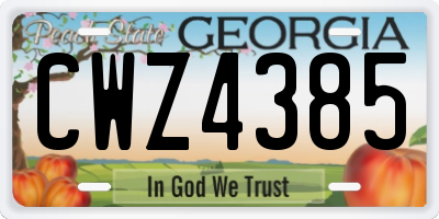 GA license plate CWZ4385