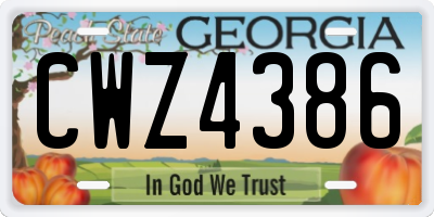 GA license plate CWZ4386
