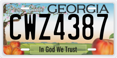 GA license plate CWZ4387