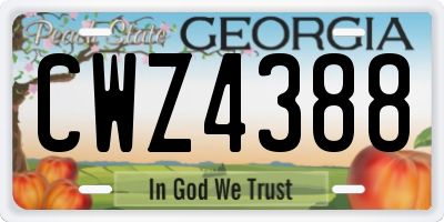 GA license plate CWZ4388