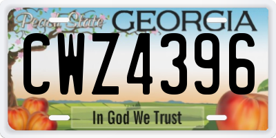 GA license plate CWZ4396