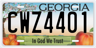 GA license plate CWZ4401