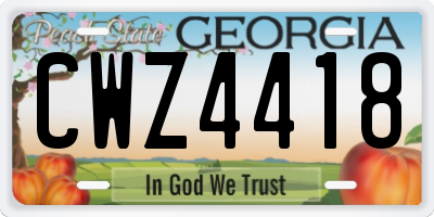 GA license plate CWZ4418