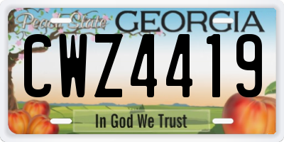 GA license plate CWZ4419