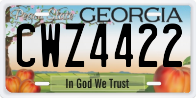 GA license plate CWZ4422