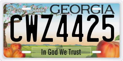 GA license plate CWZ4425