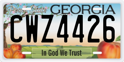 GA license plate CWZ4426