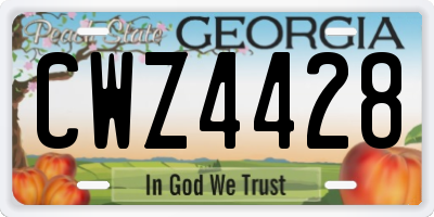 GA license plate CWZ4428