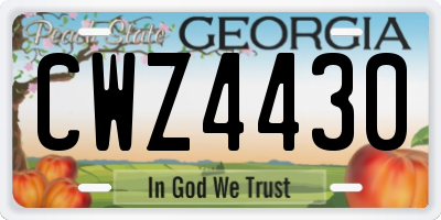 GA license plate CWZ4430