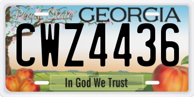 GA license plate CWZ4436