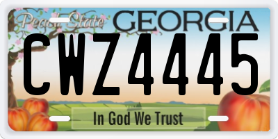 GA license plate CWZ4445