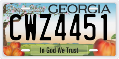 GA license plate CWZ4451