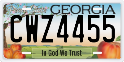 GA license plate CWZ4455