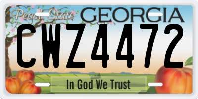 GA license plate CWZ4472