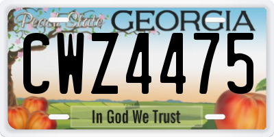 GA license plate CWZ4475