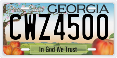 GA license plate CWZ4500