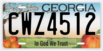 GA license plate CWZ4512