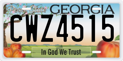 GA license plate CWZ4515