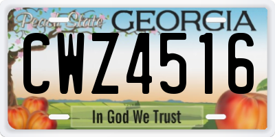 GA license plate CWZ4516