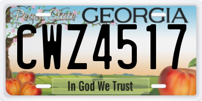 GA license plate CWZ4517
