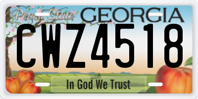 GA license plate CWZ4518