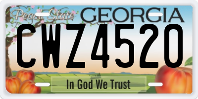 GA license plate CWZ4520