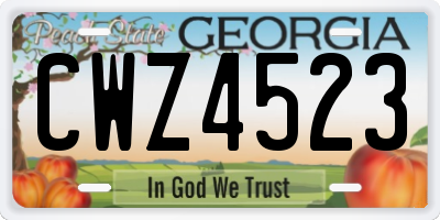 GA license plate CWZ4523