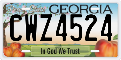 GA license plate CWZ4524