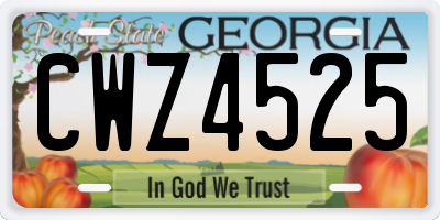 GA license plate CWZ4525