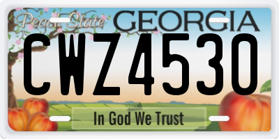 GA license plate CWZ4530