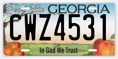 GA license plate CWZ4531