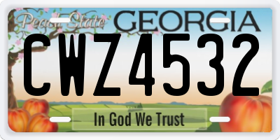 GA license plate CWZ4532