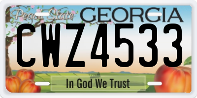 GA license plate CWZ4533