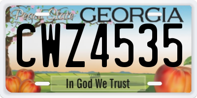 GA license plate CWZ4535