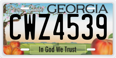GA license plate CWZ4539