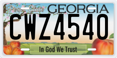 GA license plate CWZ4540