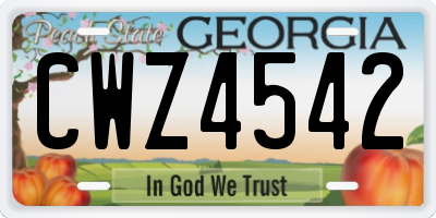 GA license plate CWZ4542