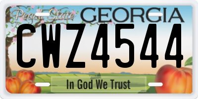 GA license plate CWZ4544