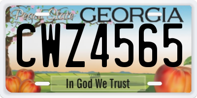 GA license plate CWZ4565