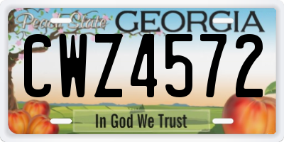 GA license plate CWZ4572