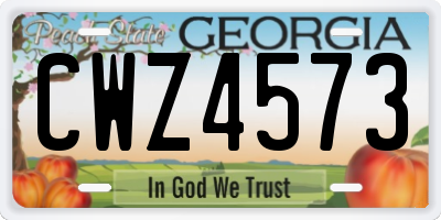 GA license plate CWZ4573