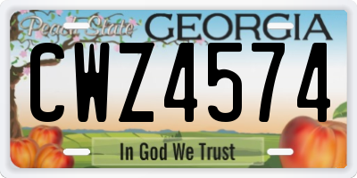 GA license plate CWZ4574