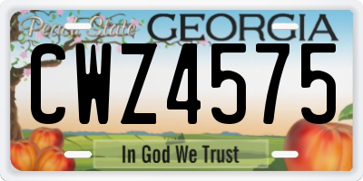 GA license plate CWZ4575