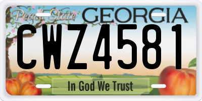 GA license plate CWZ4581