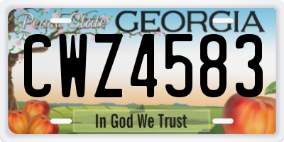 GA license plate CWZ4583