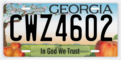 GA license plate CWZ4602
