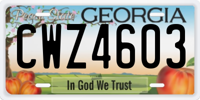 GA license plate CWZ4603