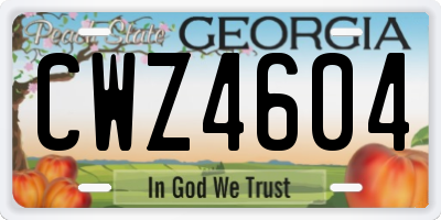 GA license plate CWZ4604