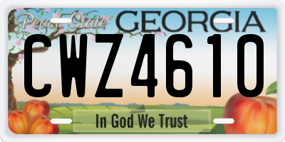 GA license plate CWZ4610