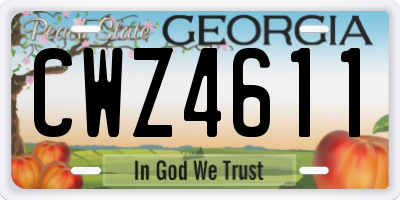 GA license plate CWZ4611